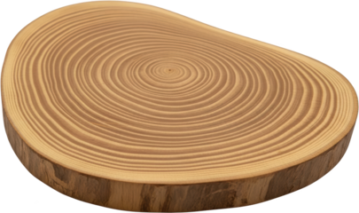 Detailed view of a single wood slice displaying concentric growth rings and bark texture isolated on a tree ring wood texture natural organic round transparent background