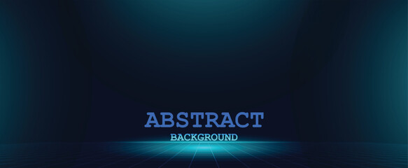 Abstract blue gradient background with glowing grid floor and modern futuristic style.