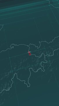 Vertical portrait, zoom in to the map of Liechtenstein, with text and textless.
