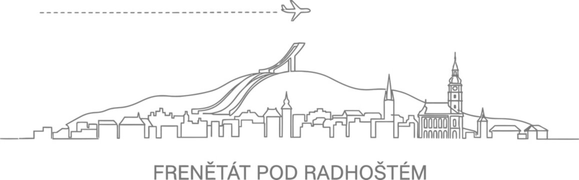 Frenstat pod Radhostem Skyline with Ski Jump and Airplane