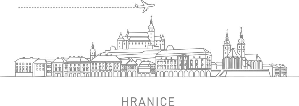 Hranice City Skyline with Airplane and Landmark Buildings
