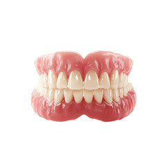 Obraz premium Detailed Close-up of a Full Set of Dentures on a White Background