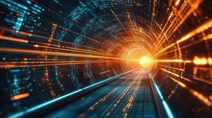 futuristic data tunnel digital highway abstract technology backg