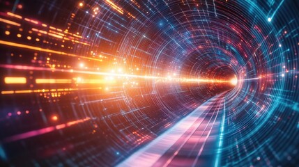 Obraz premium digital tunnel abstract data stream futuristic technology backgr