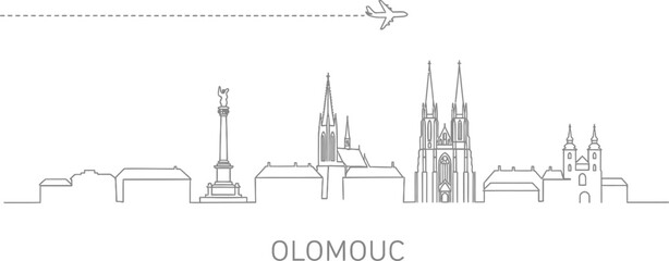 Obraz premium Olomouc Cityline and Airplane Travel Icon