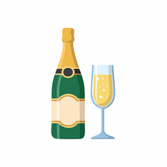 champagne bottle and glass