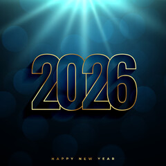beautiful lineart golden 2026 text new year poster