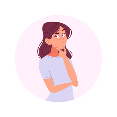 Obraz premium Young woman thinking, pondering, or making a decision