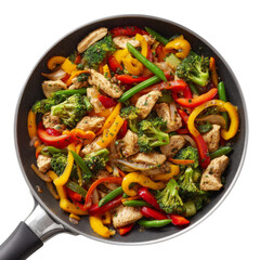 Delicious Chicken Stir-Fry with Colorful Vegetables in a Pan ready to eat