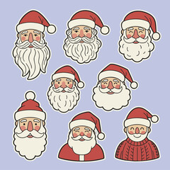 Santa Claus Face and Head Stickers Set