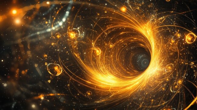 golden galactic vortex abstract art