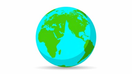 Cartoon style Earth globe animation spinning on a white background, symbolizing global connectivity, ecology, international relations, and environmental awareness. - Powered by Adobe