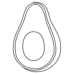 Cute Avocado Half Cutaway Cartoon - Outline
