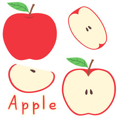 Cute Apple Cutaway Illustration Set Vol.1