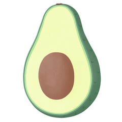 Cute Avocado Half Cutaway Cartoon - Watercolor