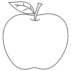 Cute Red Apple Cartoon - Outline