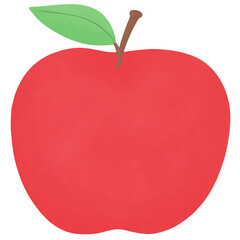 Cute Red Apple Cartoon - Watercolor