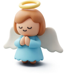 3d Vector Cute Christmas Angel in Prayer Pose for Religion, Faith and Merry Christmas Concept.