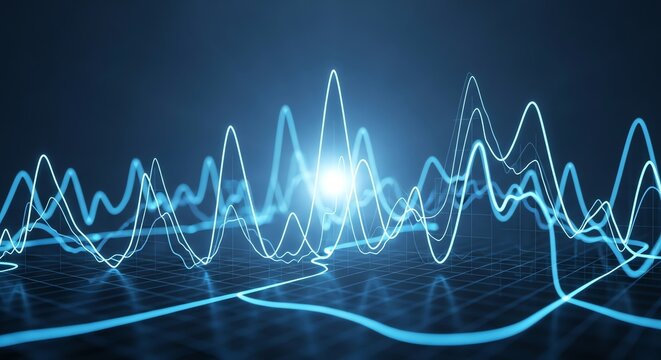 Abstract data visualization with glowing lines