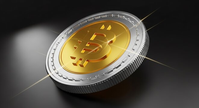Bitcoin coin isolated on dark background
