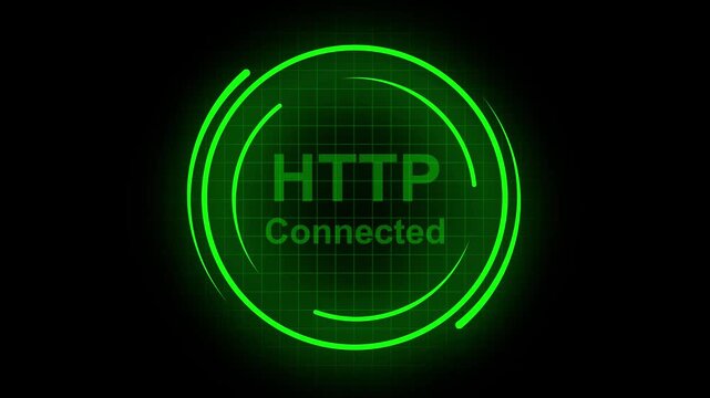 Glowing Green HTP Protocol Icon with Digital Grid Background HTTP internet. Neon green HTTP icon with futuristic grid design symbolizing online connection and web technology.