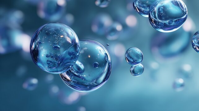 Blue Serum Foam from Cosmetics. Idea for essential serums and moisturizers. Vitamin idea for beauty and health.