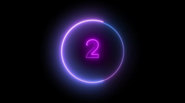 Purple And Blue Neon Circle With The Number One In The Center On A Black Background. Purple and blue neon circle highlighting &ldquo;1&rdquo; on dark background, perfect for start or first-step content.