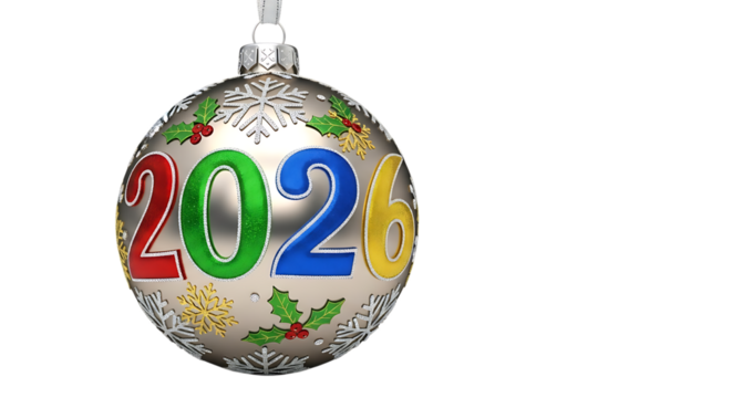 Christmas balls ornaments hanging on Christmas tree decoration new year 2026