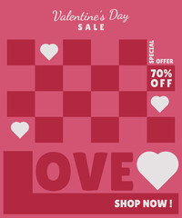 Valentines day sale flyer simple minimalism design