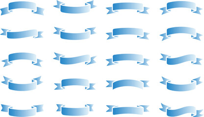 Collection of blue gradient ribbon banners for design elements