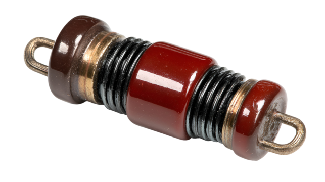 Vintage ceramic and metal electrical component isolated on transparent background