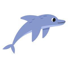 Illustration of a Blue Dolphin Swimming
