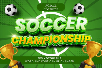Naklejka premium Soccer championship 3d editable vector text effect. Football league text style