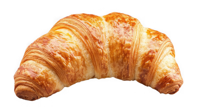 Delicious croissant isolated on transparent background, perfect for breakfast time