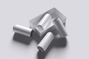 Fototapeta premium Drink can and box for mockup with white background high quality