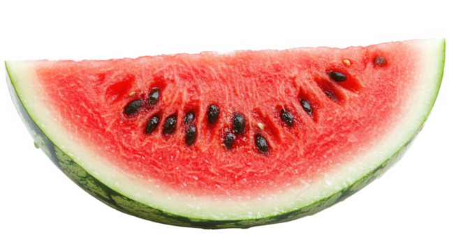 Slice of fresh watermelon isolated on transparent background, a summer refreshment