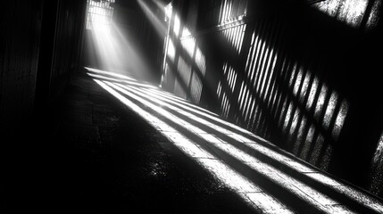 Sunbeams in a Dark Corridor: A Black and White Photography