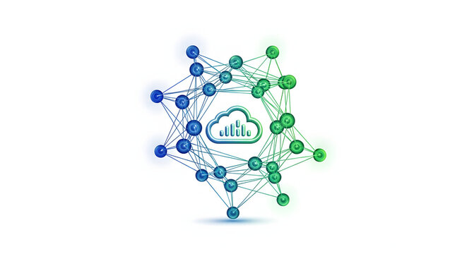 Abstract digital network cloud connectivity symbolizing data analysis and technology growth