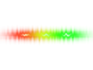 A glowing wavy line displays a smooth color transition from vibrant red to bright green.