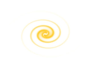 A subtle yellow spiral vortex with a soft glow on a pristine white background