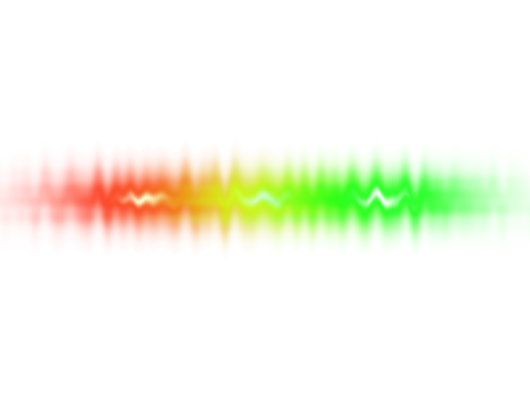 A glowing wavy line displays a smooth color transition from vibrant red to bright green.
