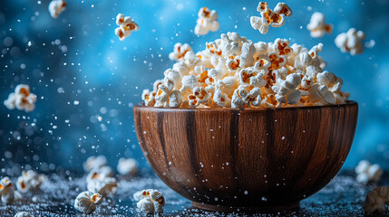 A close up pop corn and a sea urchin on a rock and a fish in an aquarium