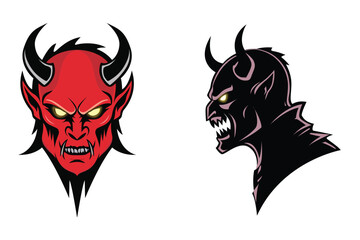 devil and demon heads with horns