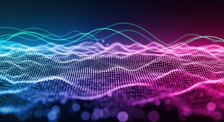 Abstract Data Wave: Dynamic Particle Field with Teal Lines and Gradient Color