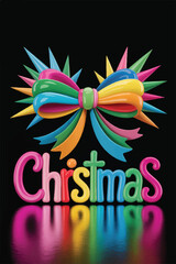 A  Symphony of Glossy Letters and Electric Ribbons, Where Holiday Spirit Meets the Glow of Modern Design.