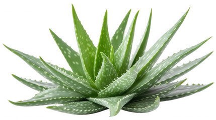 Aloe vera plant isolated on transparent background, a succulent species of aloe