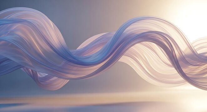Elegant flowing blue and purple abstract fabric waves with soft light