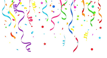 Celebration Confetti and Streamers Falling Down for Party Decorations and Events