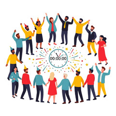 Fototapeta premium Diverse Group of People Celebrating Together in Circle.