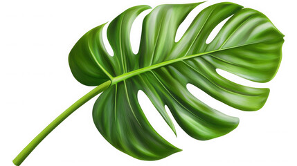 Monstera deliciosa leaf isolated on transparent background, a tropical plant foliage